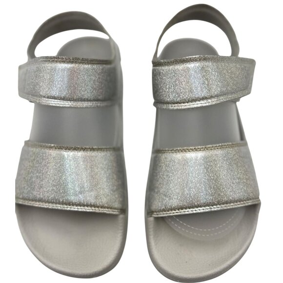 Adidas Kids Sandals Size 5 Silver Glitter Adjustable Straps - Picture 1 of 9